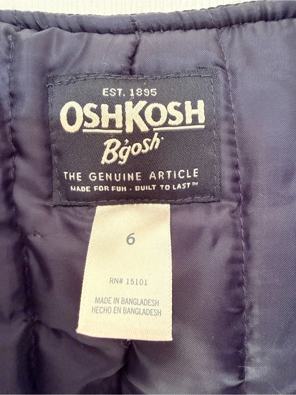 OshKosh B'gosh Drk Blue Kids Overalls Snow Bibs/Ski Pants Adjustable Straps SZ 6